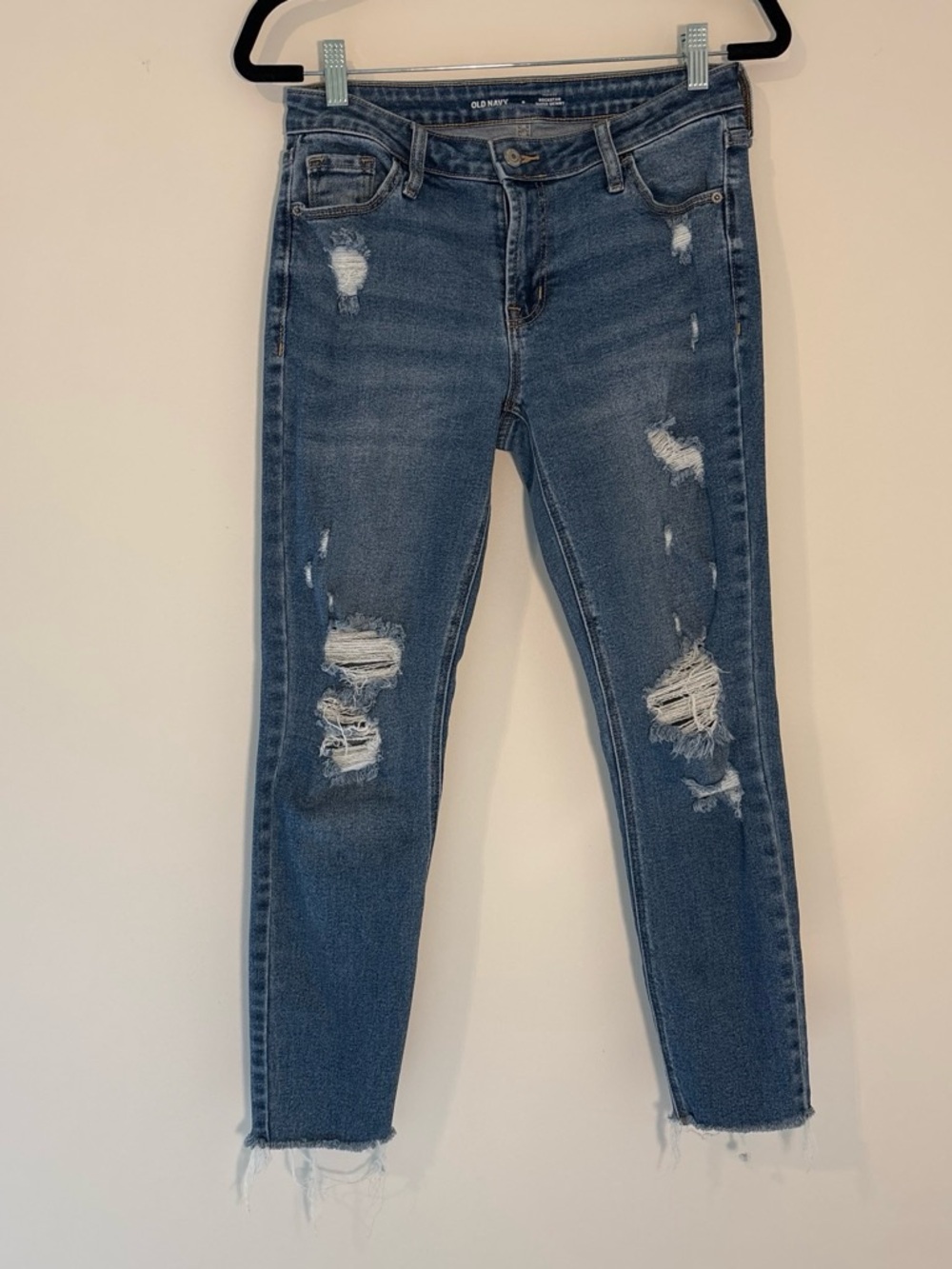 Old Navy Women's Distressed Skinny Jeans - Medium Blue Wash
